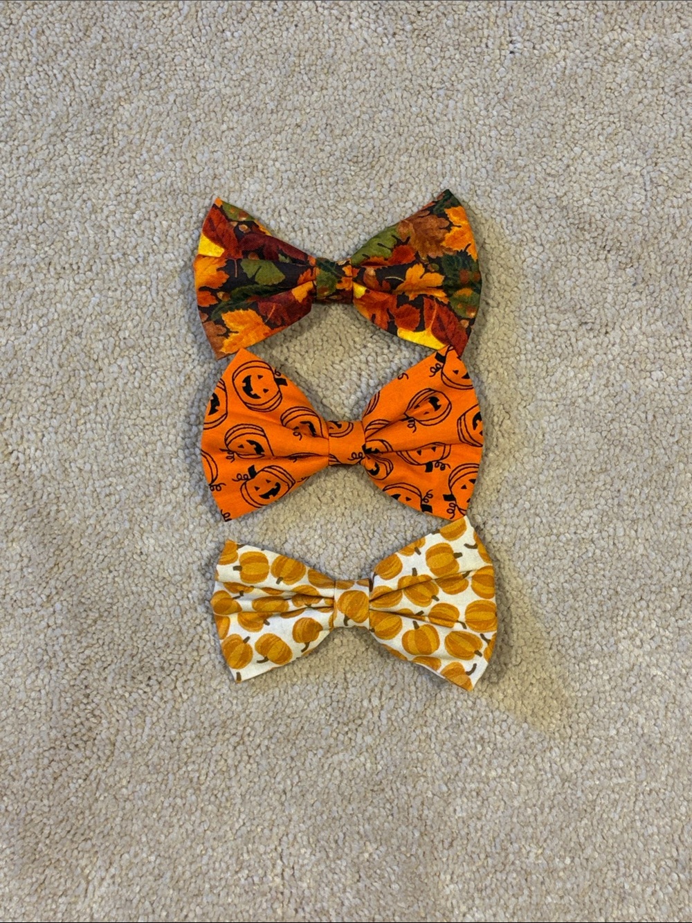 Set of 3 fall themed clip on bows